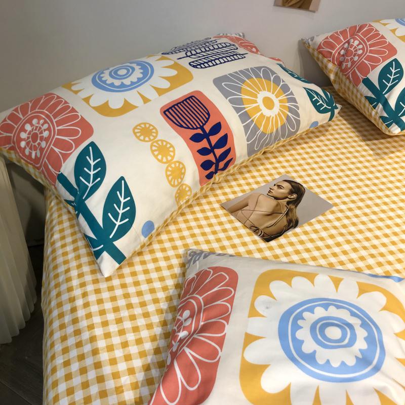 美帮汇公主风全棉床上用品床四件套100少女心田园复古全棉床单被套高清大图