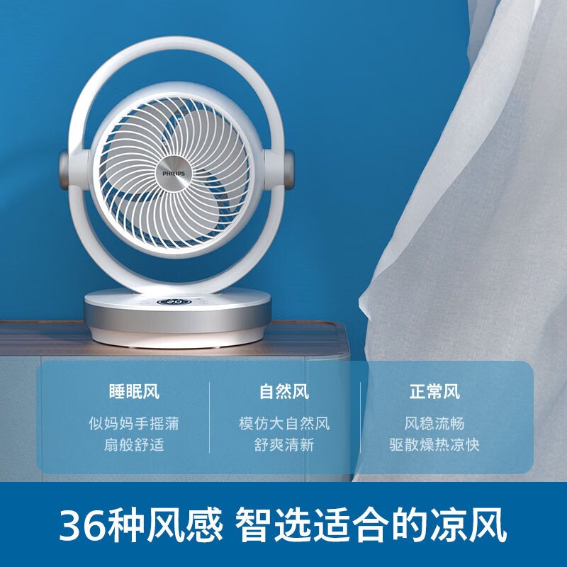 飞利浦(Philips)空气循环扇家用电风扇ACR3124CF直流变频智能遥控定时上下左右摇头台扇轻音台式涡轮对流办公室高清大图
