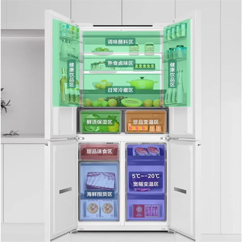 海尔(Haier)BCD-520WGHTD1BGCU1 520升超薄零嵌入十字门一级节能变频风冷无霜干湿分储底部散热