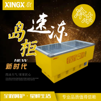 云南星星(XINGX)SD-436BP 436升商用岛柜 单温冷藏冷冻转换 商用展示柜 冷柜卧式双门冰柜 顶开式 黄色
