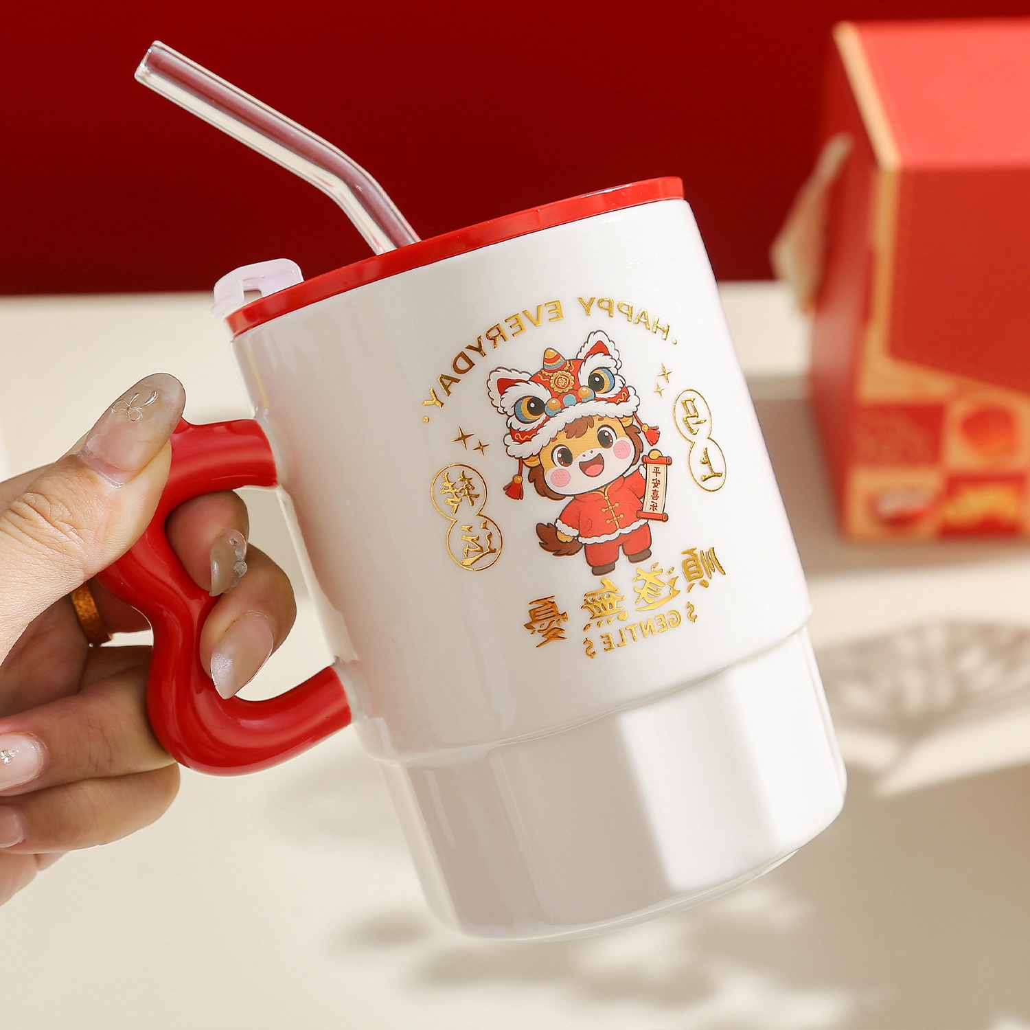 SUXINGAUTO银行年终答谢客户礼品美容院送顾客新年礼品公司送员工伴手礼 杯+玻璃吸管+盖+毛巾+手提包包高清大图