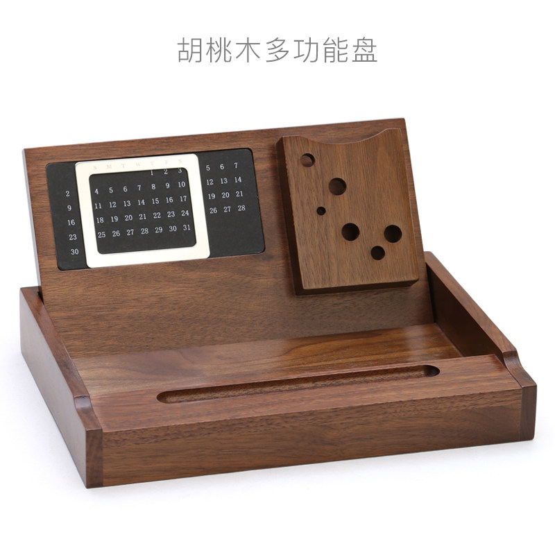 三维工匠定制木质万年历笔筒创意时尚实木多功能木制办公室用品桌面文具收纳盒摆件简约大容量办公笔筒北欧台历 万年历办公收纳盒高清大图
