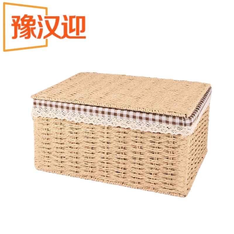 豫汉迎藤编收纳篮 藤编收纳筐特大号（有盖）38*29.5*18cm