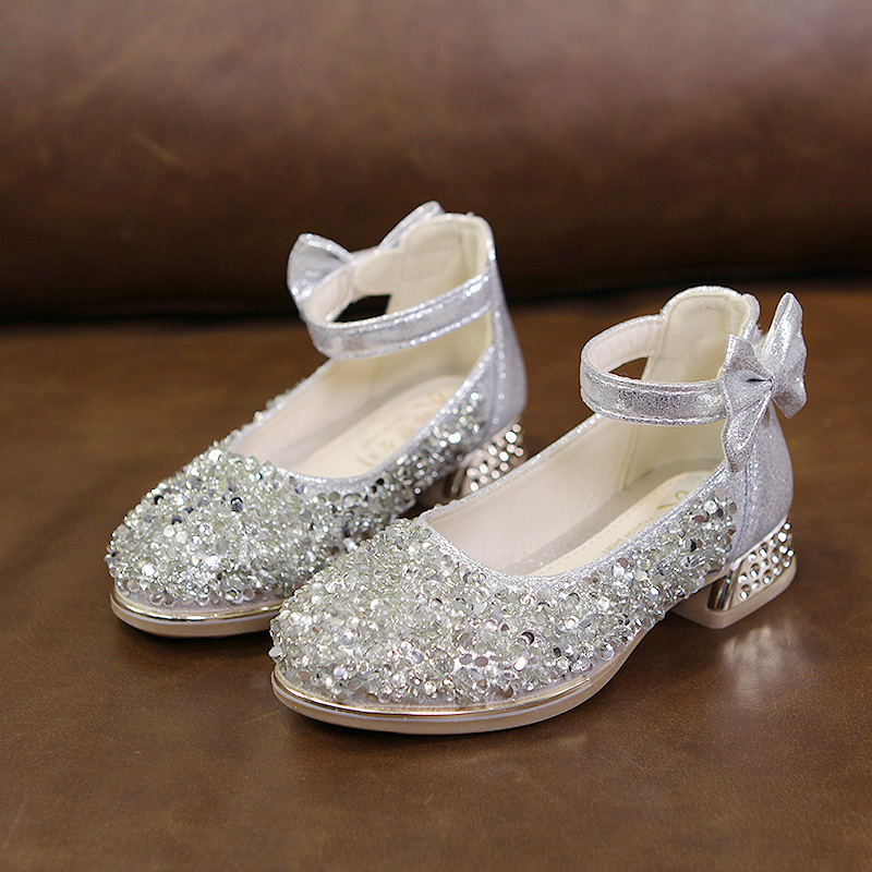 皮鞋高跟学生女孩钢琴表演水晶礼服模特走秀演出小公主儿童鞋皮鞋童