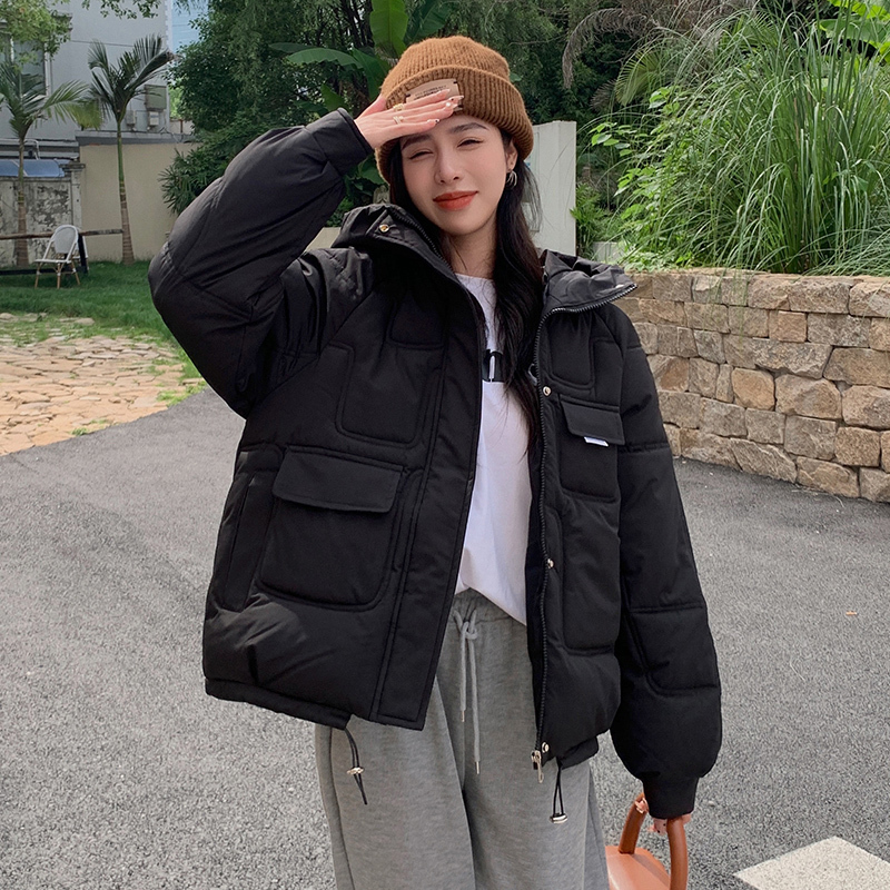 2024新款网红学生连帽棉服女韩版小个子棉衣冬季大码面包服短外套