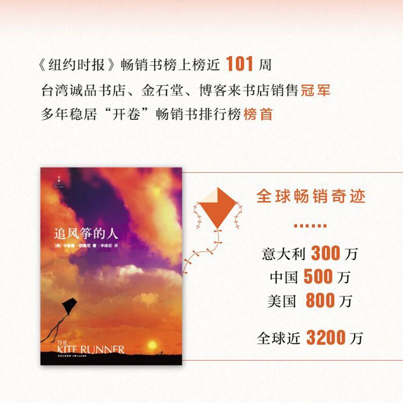 [醉染正版]追风筝的人胡塞尼英文原版中文翻译 正版 高圆圆力荐与摆渡人1984偷影子的人6册同属现当代文学外国随笔小高清大图