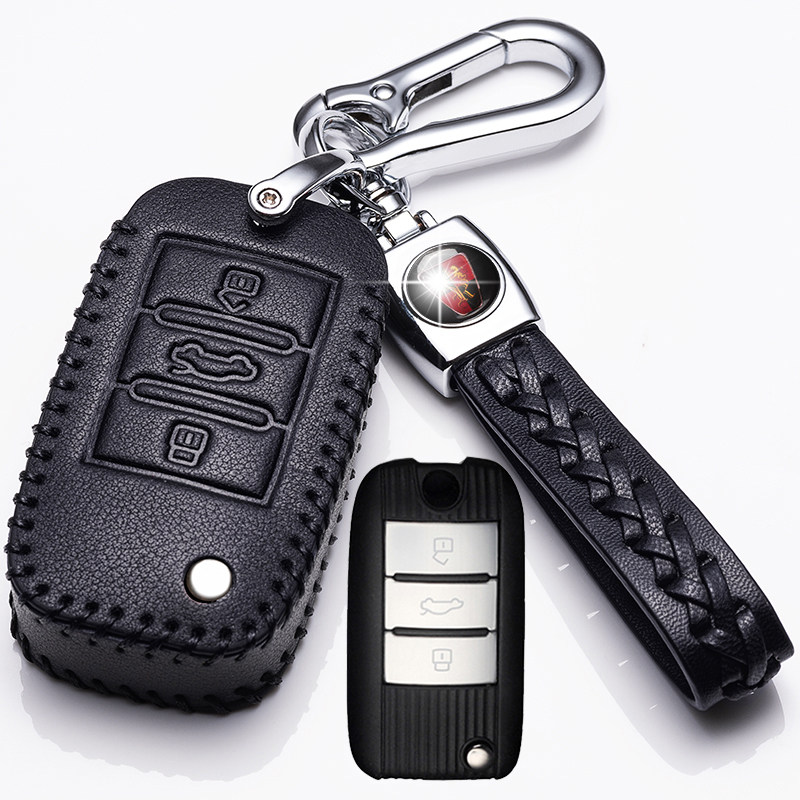 【补贴10%】适用于荣威RX5真皮钥匙套2020款Ei5 i6钥匙包19款RX3 rx8汽车专用汽车钥匙包 荣威A款黑色+绳扣（智能三键）