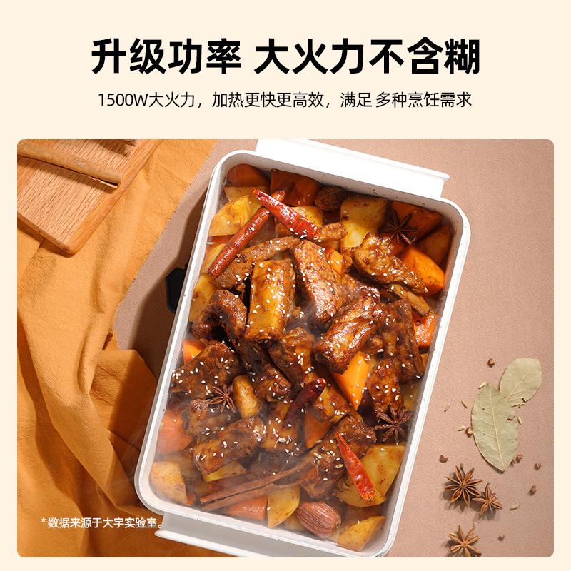 大宇(DAEWOO)多功能锅网红料理锅 家用电火锅电热炒锅电烧烤炉电煮锅不粘锅 S11升级款白色