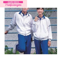 顺德区初中高中学生旧款蓝白校服夏装蓝白色上衣T恤长裤外套校服