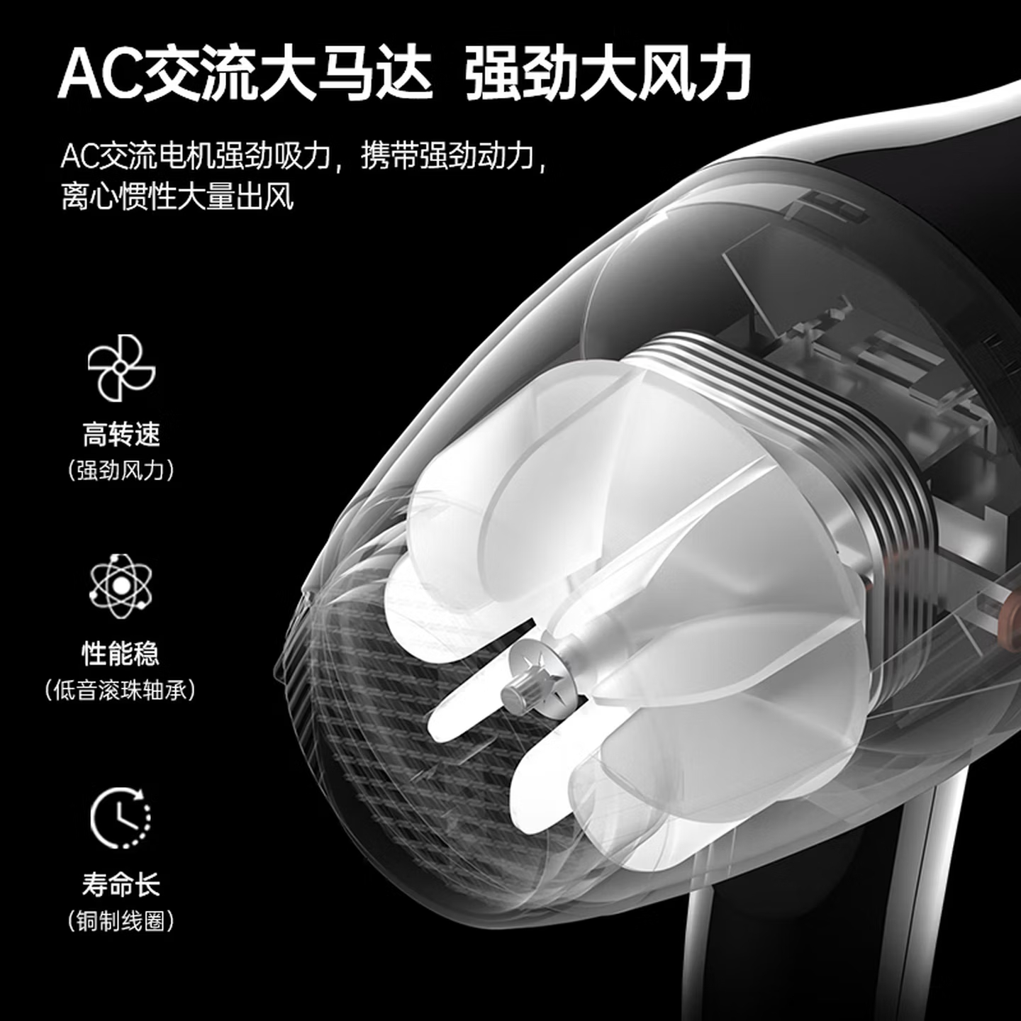 康夫(CONFU)电吹风机家用2400W KF-8946 黑色高清大图