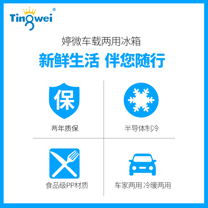 婷微(Tingwei)车载冷暖箱XW-20车载冰箱小冰箱宿舍单人冰箱10升灰色