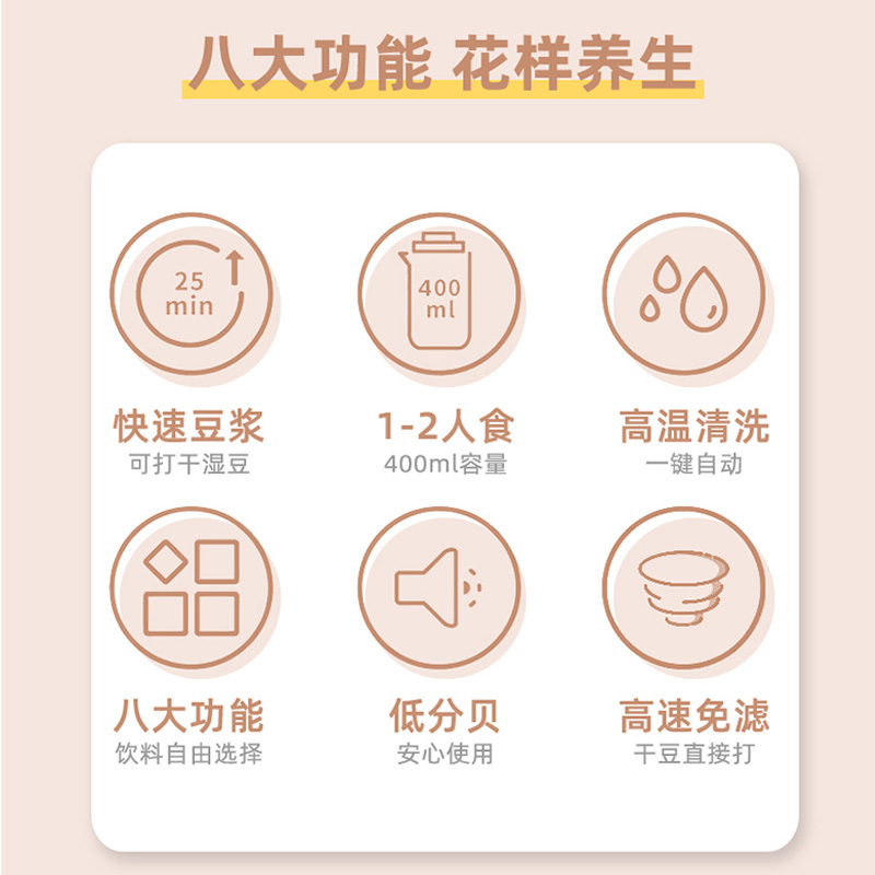 山水(SANSUI) 豆浆机迷你SDJ-50A 1-2人破壁机家用小型多功能榨汁机免洗免滤高温清洗 JBJ-101-00高清大图