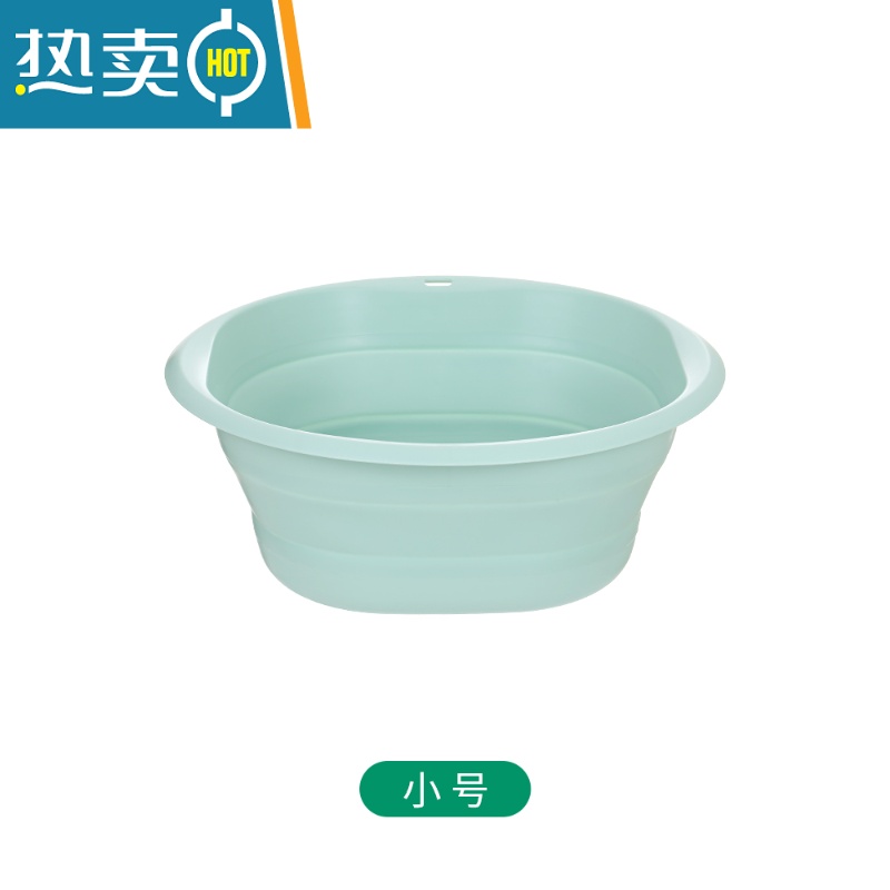 JING PING日式折叠盆便携式旅行压缩水盆家用旅游多功能可折硅胶塑料洗脸盆 橄榄绿小号