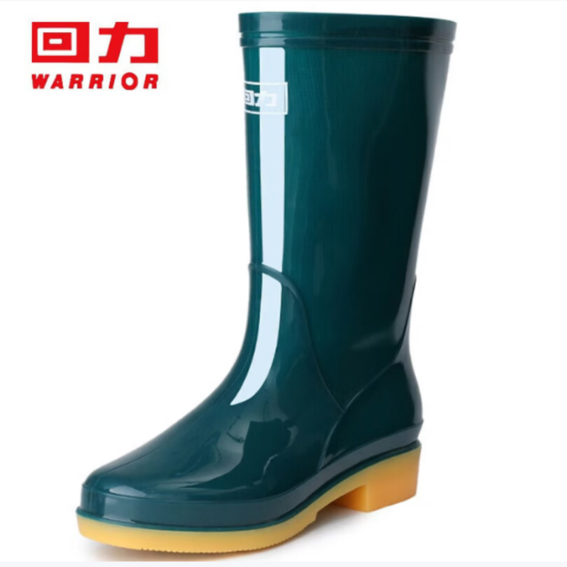 回力 雨鞋女士时尚雨靴水鞋水靴户外防水不易滑套鞋HL813中筒墨绿36码高清大图