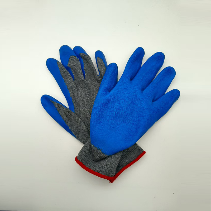 兴酉 灰纱蓝棉线防滑皱纹手套 MH-1 双高清大图