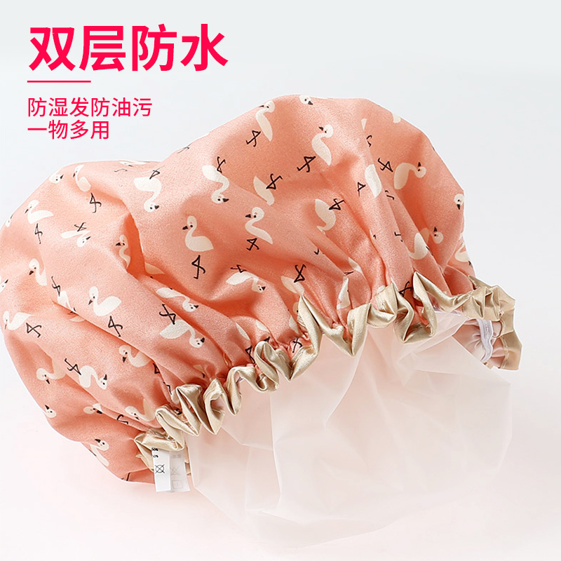 浴帽女防水 洗澡成人可爱卡通双层沐浴帽洗澡头套发帽防油烟可洗 三维工匠 浴帽[蓝色蒲公英]+限送浴球[蓝]★高清大图