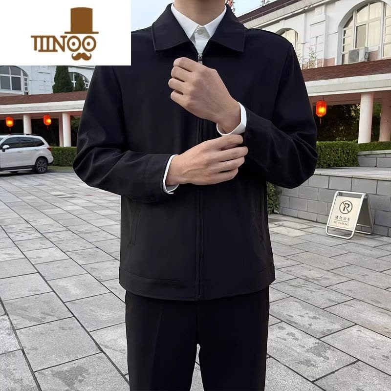 YANXU机关干部领导行政夹克男装商务青年公务员外套厅局风修身通勤衣服图片