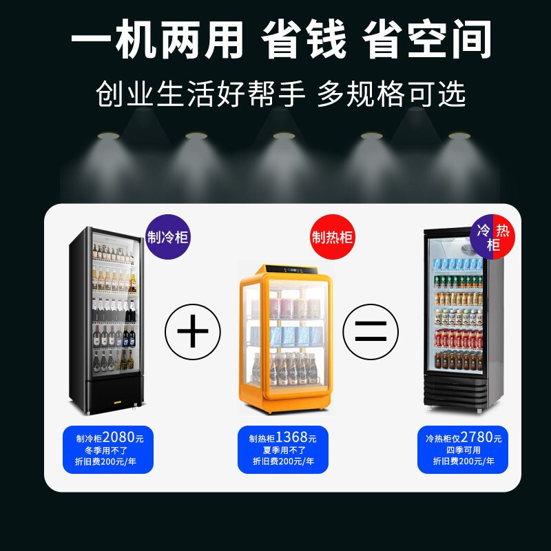 飞天鼠(FTIANSHU) 热饮柜商用超市便利店展示柜冷藏柜酒水食品牛奶咖啡饭菜保温柜饮料加热柜 双温冷热柜320L