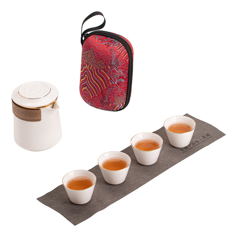 苏氏陶瓷(SUSHI CERAMICS) J1034 羊脂玉瓷手抓壶快客杯-手抓壶品茗杯 6件套 (单位:套)