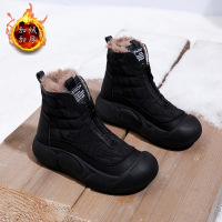 女鞋高帮鞋加绒保暖棉鞋冬季新款厚底板鞋休闲雪地靴女_4 黑色 36