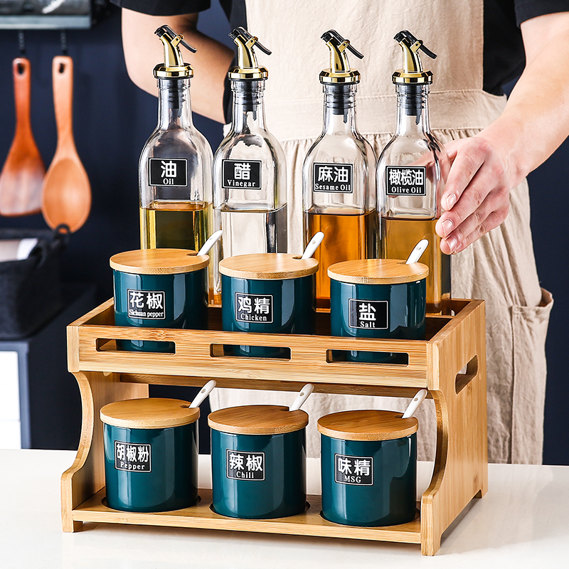 皇豹厨房置物架调料架台面多功能家用调味料收纳盒组合装调味品免打孔