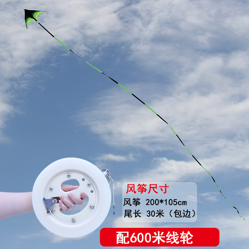 微风易飞风筝新款大原风筝三角风筝大型成人初学者儿童风筝创意 三维工匠 2米大草原+30米黑绿飘尾+白轮600米高清大图
