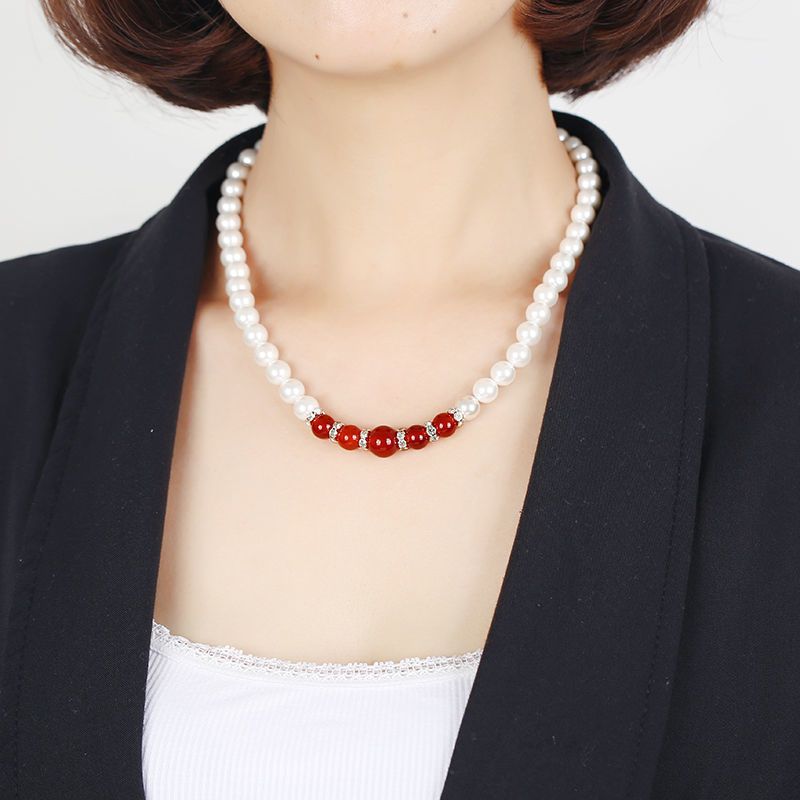 淡水珍珠项链女锁骨链妈妈款玉髓玛瑙吊坠送妈妈婆婆生日礼物>800_800