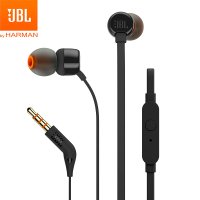 JBL T110 立体声入耳式耳机耳麦 运动耳机 电脑游戏耳机 有线耳机带麦可通话 黑