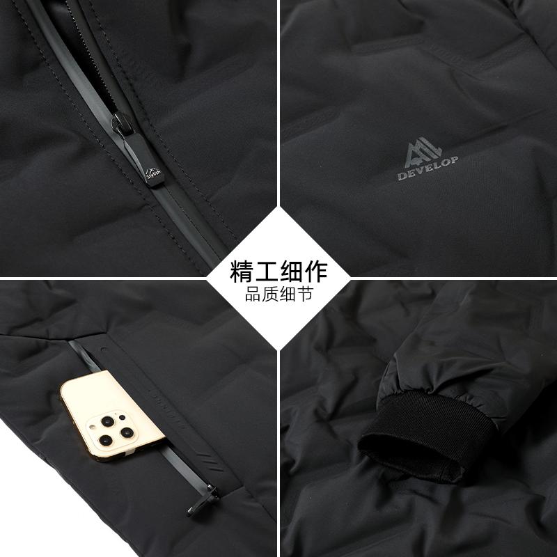 啄木鸟男士羽绒服短款冬季2024新款棒球领中年爸爸冬装白鸭绒外套高清大图