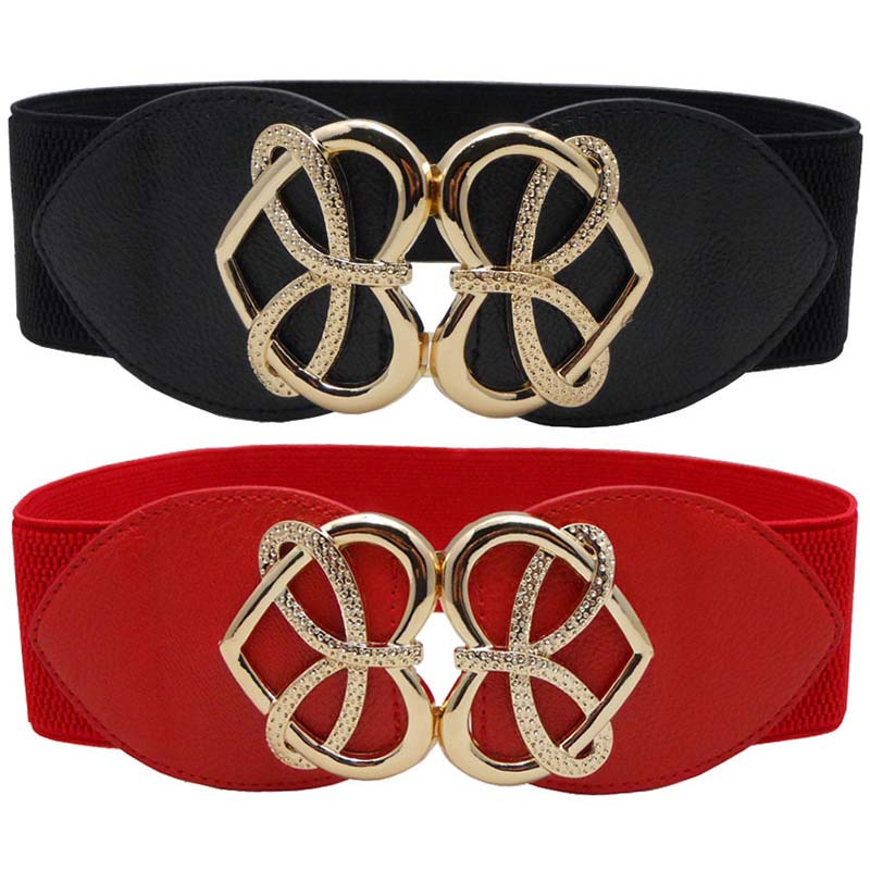 尼曼韩版简约百搭女士腰封装饰连衣裙大衣宽皮带女青年黑红松紧腰带女