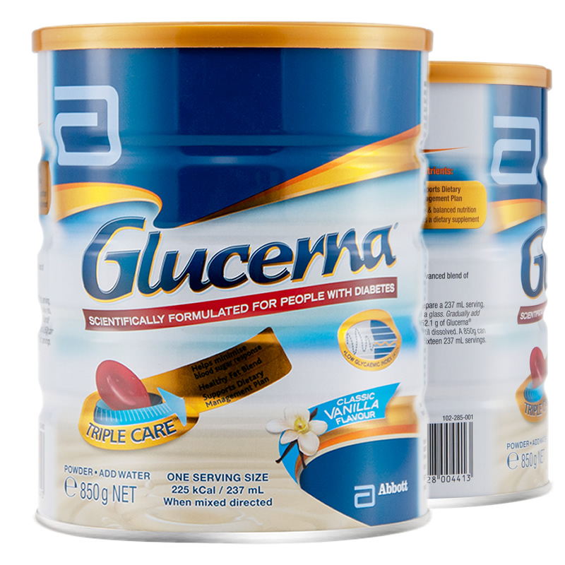 原装进口澳洲雅培 glucerna 糖尿病成人中老年专用无糖奶粉 850g