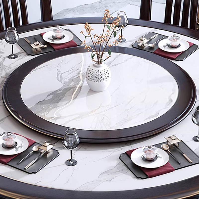 臻远 ZY5110219 岩板餐桌实木圆形餐桌椅组合1.6米圆桌10把餐椅高清大图