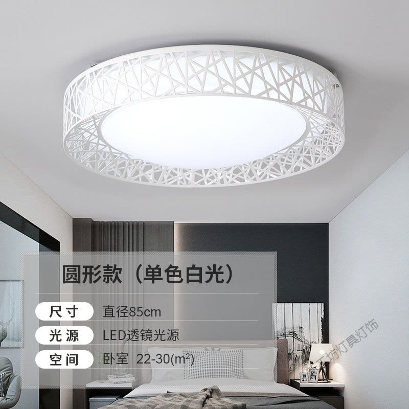 苏宁放心购 吸顶灯现代简约创意卧室灯温馨浪漫圆形小客厅灯大气鸟巢遥控灯具图片