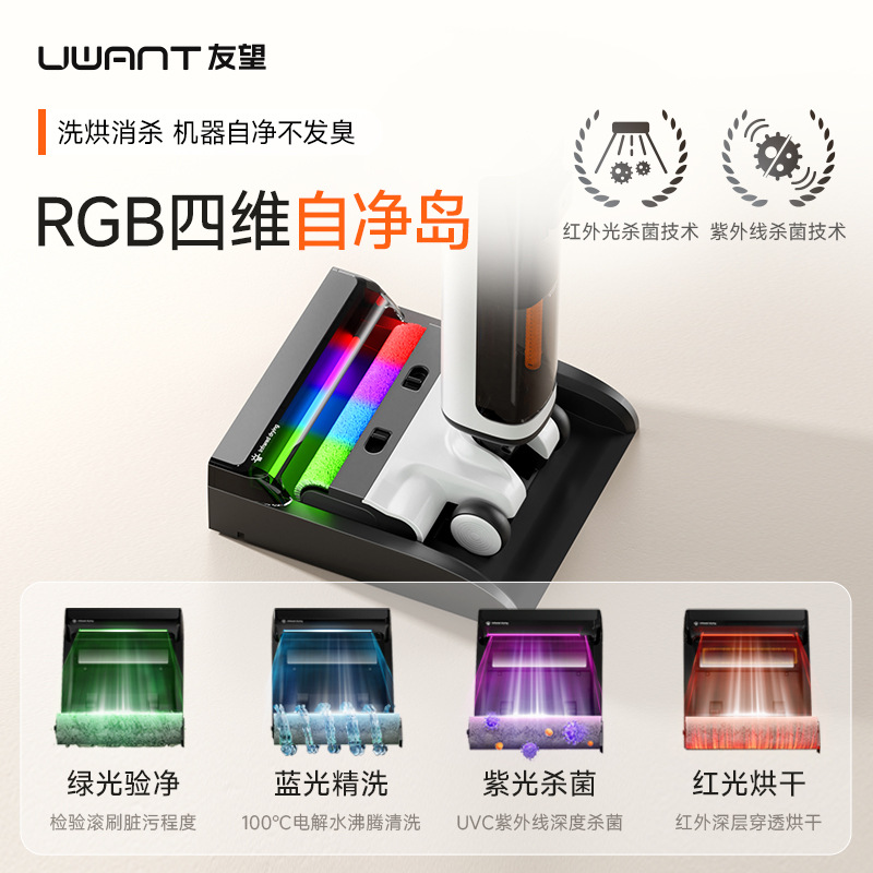UWANT 友望洗地机云朵 2.0Pro 超能版(白色) 懒人租房党防缠绕洗拖一体机高清大图