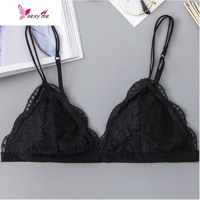 bralette法式三角杯内衣女学生显胸小文胸性感蕾丝性惑无海绵超薄fish