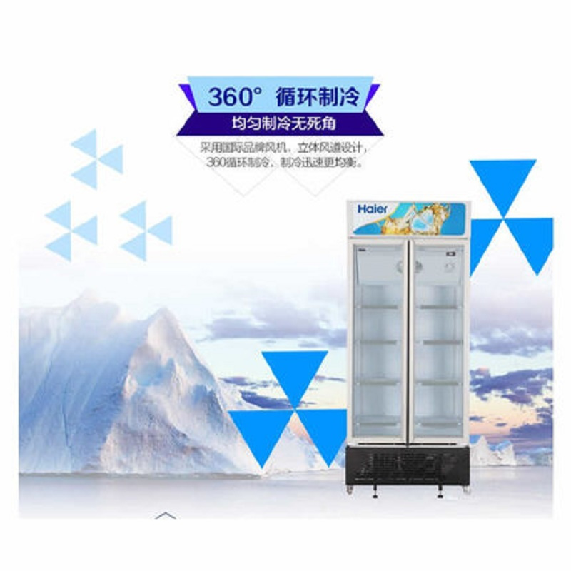 海尔 立式展示柜冷藏柜商用保鲜柜透明玻璃门冰箱 SC-450G(双门带灯箱)展示柜