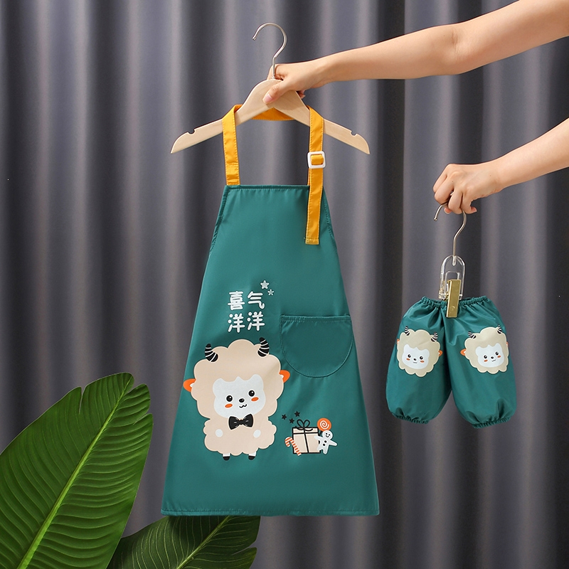 儿童围裙智扣画画罩衣绘画美术男孩女宝夏季无袖防水防脏幼儿园反穿衣