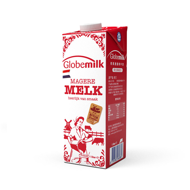荷高Globemilk 脱脂牛奶1L*6盒整箱 荷兰原装进口高清大图
