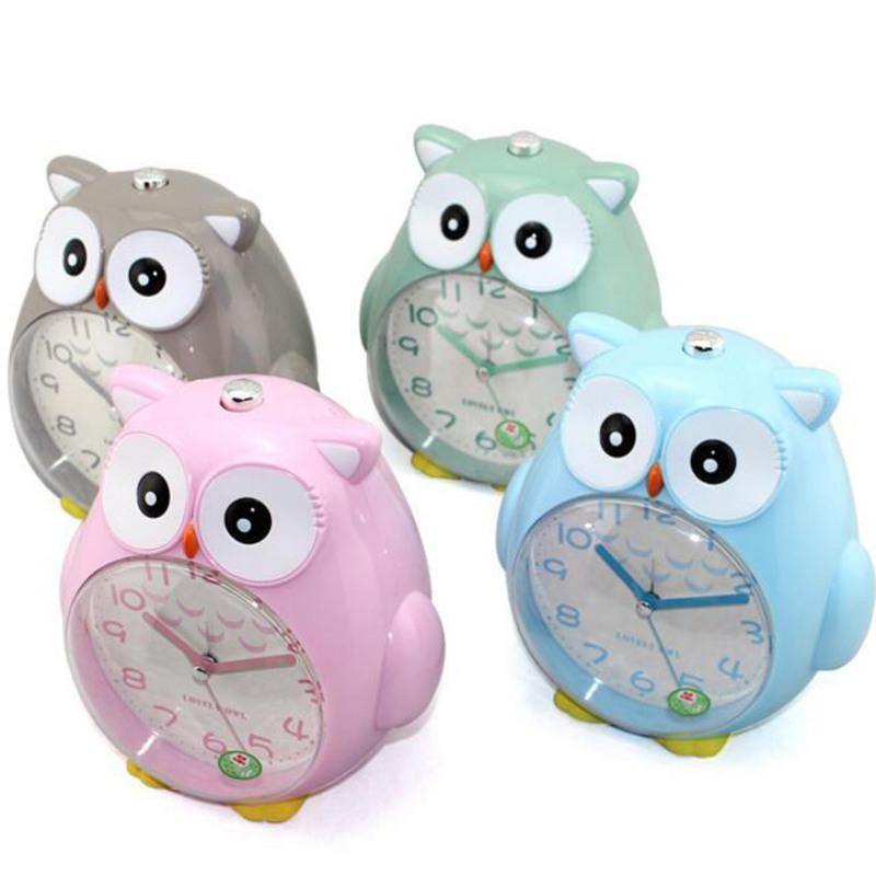 蓝色猫头鹰猫头鹰卡通语音闹钟创意可爱儿童学生会说话钟表静音夜灯