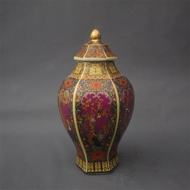 美帮汇景德镇仿古陶瓷珐琅彩花瓶家居装饰展柜摆件收藏做旧高清大图