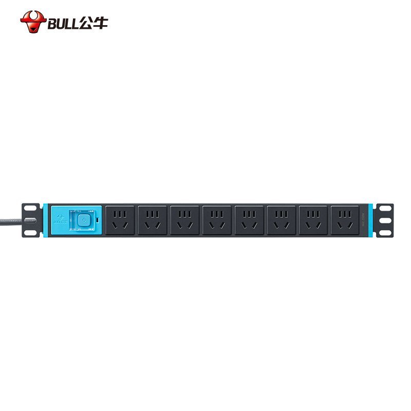 公牛(bull)GNE-1080全长1.8米8插位计量带电压电流表pdu机房机柜插座数显排插多孔多功能拖线板