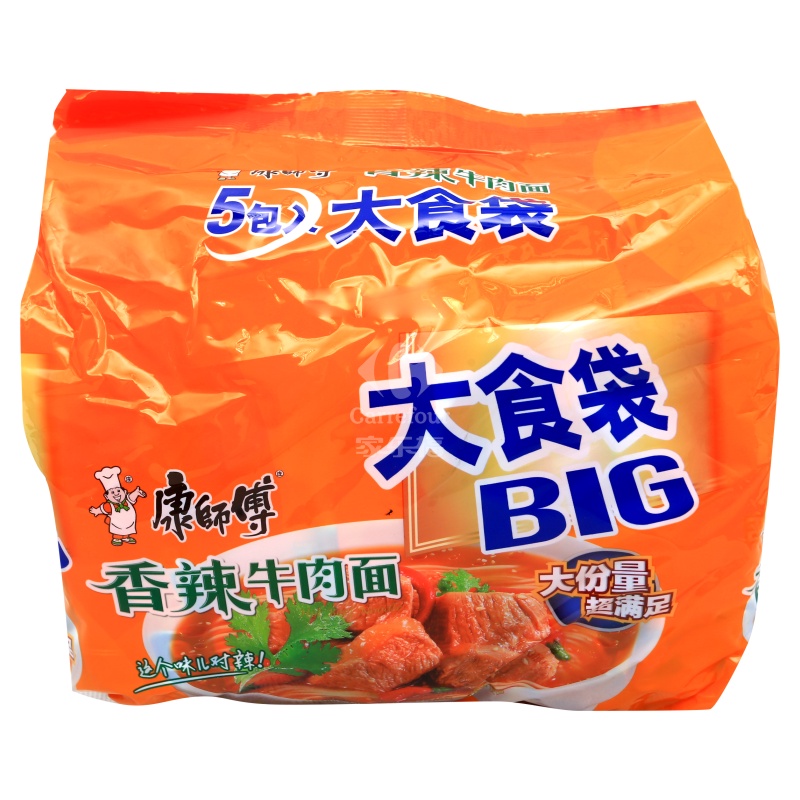 康师傅大食袋香辣牛肉面127g组5