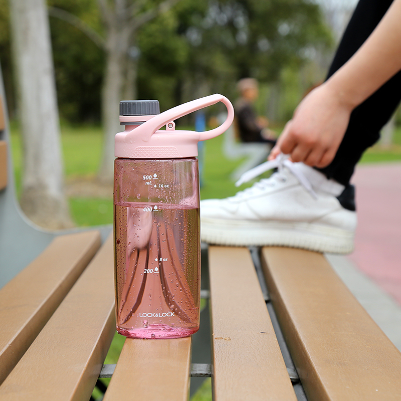 乐扣乐扣 塑料水杯三爪鱼运动水杯Tritan塑料杯便携式茶杯女士学生粉色杯子ABF760PIK 550ml
