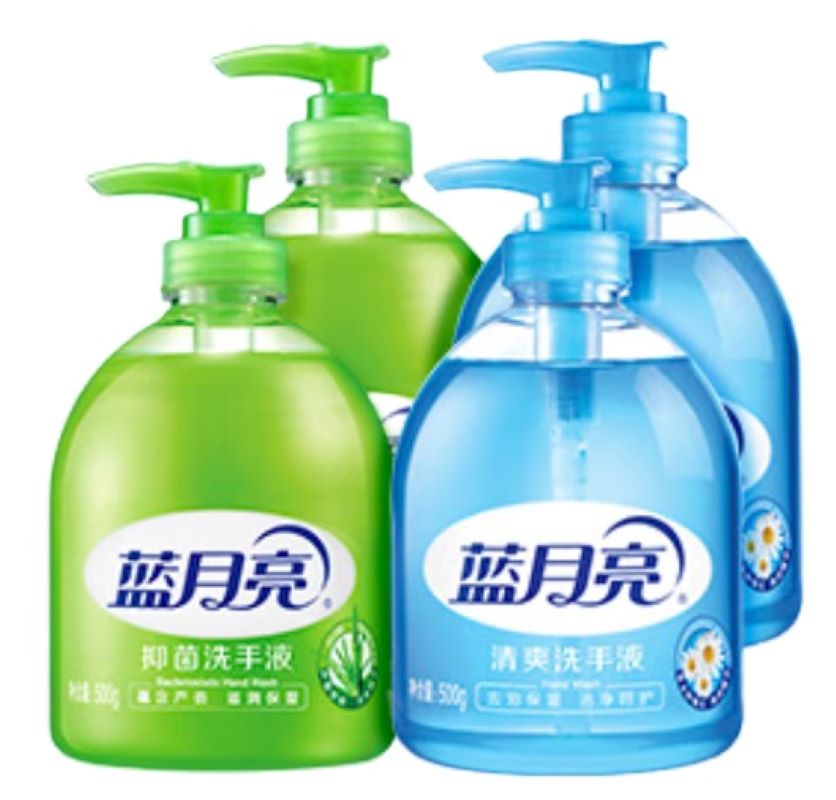 蓝月亮泡沫丰富洗手液芦荟500g瓶*2+清爽洗手液500g瓶*2