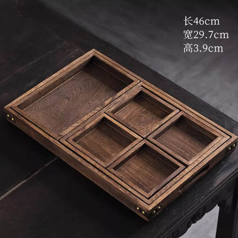智美环球 中式木质茶托盘 七宫格实木托盘高清大图