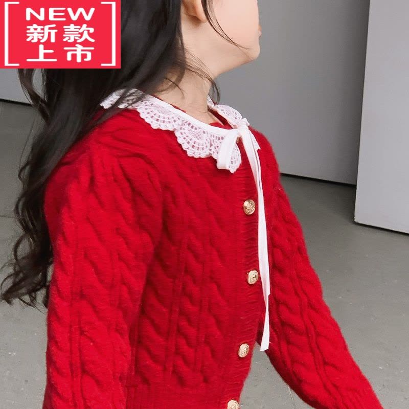 可莉允萌c童品女童冬季毛衣圣诞新年氛围感针织衫儿童冬装红色上衣洋气图片
