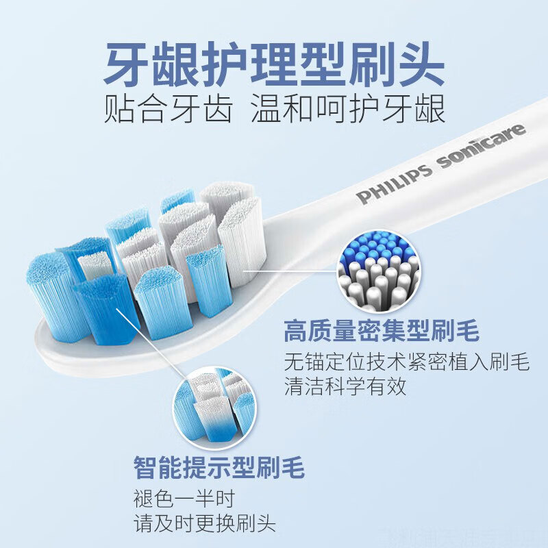 飞利浦(PHILIPS)电动牙刷 成人充电式声波震动智能情侣牙刷(自带刷头*2) HX3226/22深海幽蓝高清大图