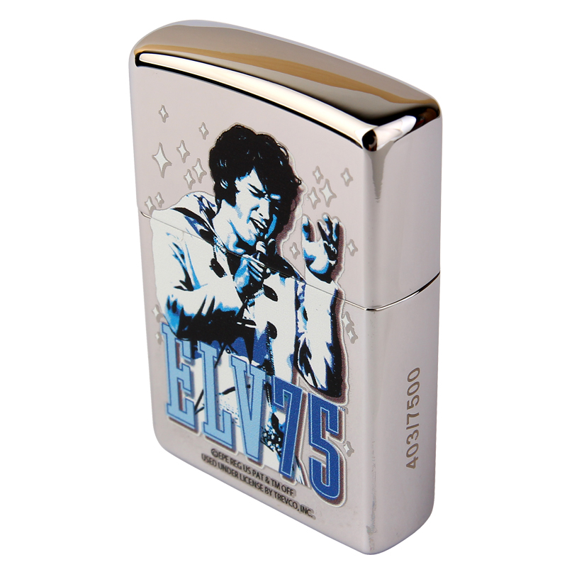 美国zippo打火机芝宝镀铬彩印编号限量版24867猫王诞辰75周年限量款