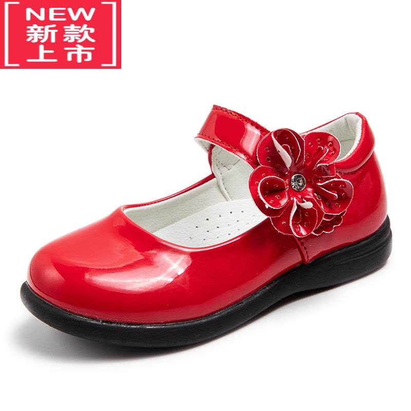 可莉允新款演出水钻小中孩子皮鞋镂空春秋公主花朵蝴蝶结魔术贴女儿童鞋运动休闲鞋图片