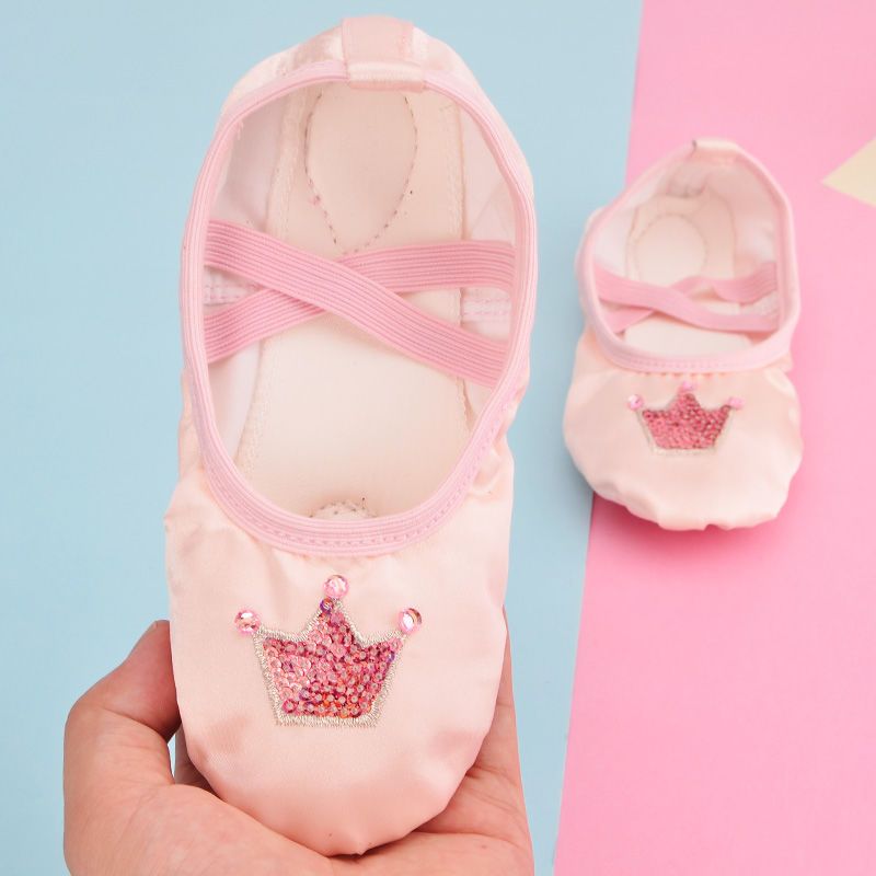 蕾丝珍珠花边儿童舞蹈鞋女芭蕾舞鞋软底练功鞋女童猫爪鞋视频